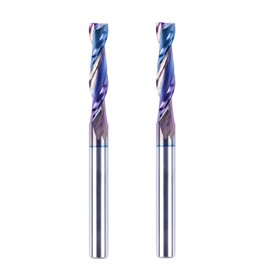 SpeTool 2-Piece Spiral Upcut Router Bit 1/4 Inch Shank , 1-1/4 Inch Cutting Length 3 Inch OVL, TAC Coated Carbide Router Bit for CNC Woodworking Inlay Slot Mortise Cutting Carving