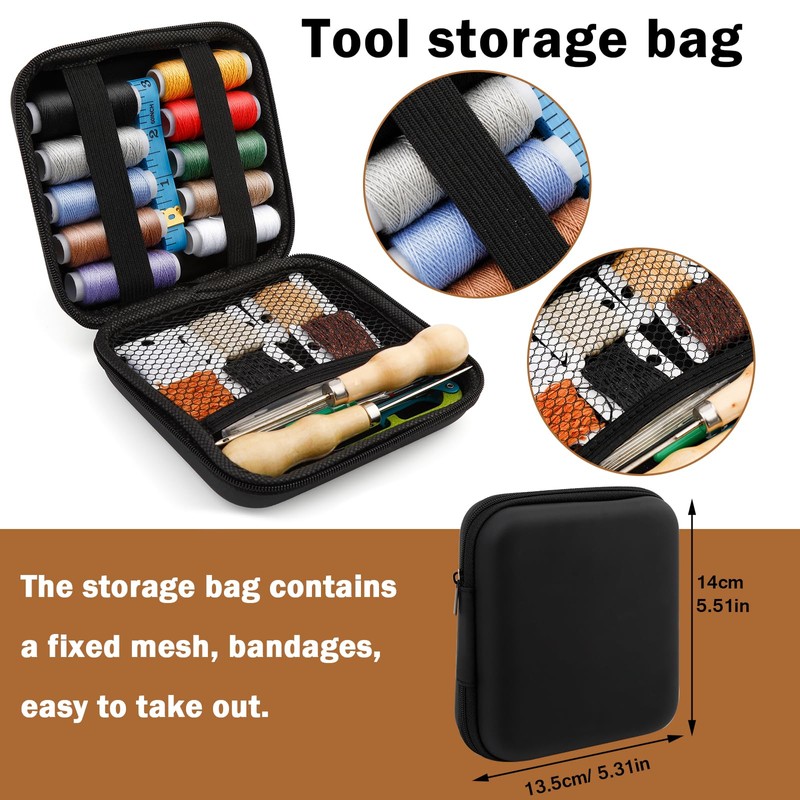 Upholstery Repair Kit, Leather Sewing Kit with Upholstery Thread Cord,Large-Eye