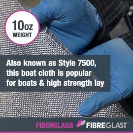 Fibre Glast Fiberglass Cloth Roll – Premium Plain Weave Glass Fiber — High-Strength Waterproof Boat Cloth for Marine Hulls & Watercraft Repair Kits (6 oz - 10 oz) – 10 oz, 3 Yards, Made in USA