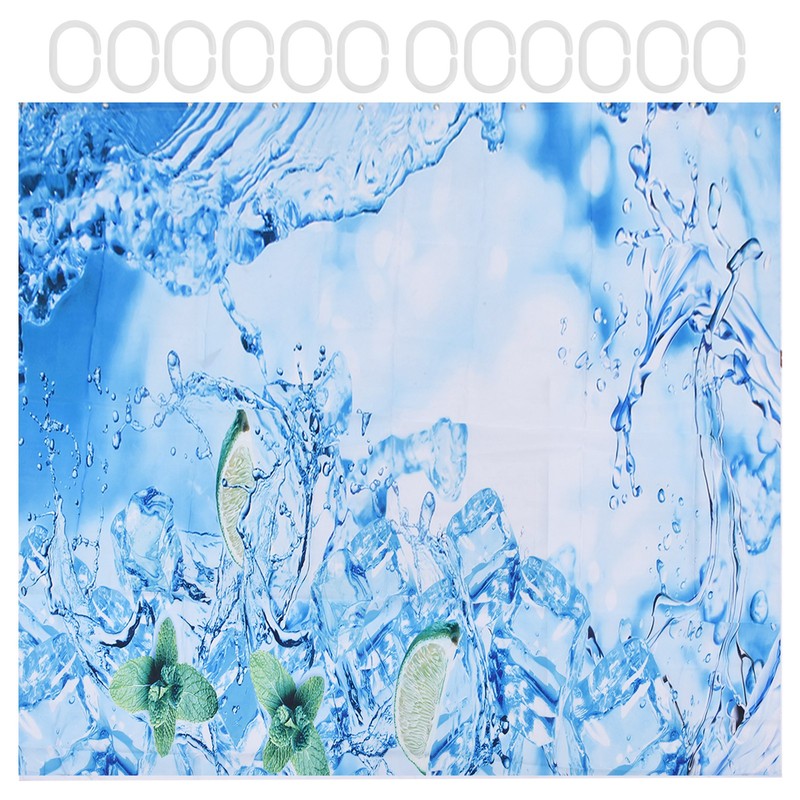 Bathroom Curtain with Hook Waterproof Elastic Hanging Shower Curtain for