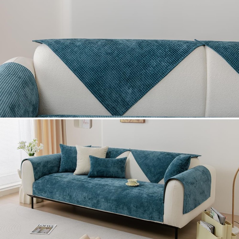 NUODWELL Soft Chenille Sofa Cover 1/2/3/4 Seater, Universal Non-Slip L