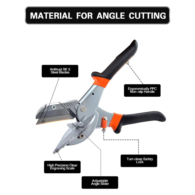 HOHXEN 45° - 135° Angle Miter Shear Cutter, Multi-Function Trunking