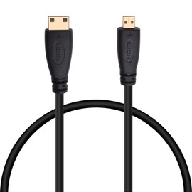 BronaGrand Micro HDMI Male Type D to Type C Mini HDMI Male Connector Adapter Cable Cord Black,1 Metre