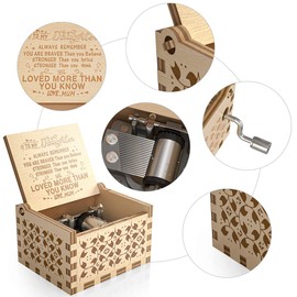 Ucuber You are My Sunshine Music Box - Wood Laser Engraved Vintage Music Box Best Gift for Daughter from Mom Christmas (Mom to Daughter)
