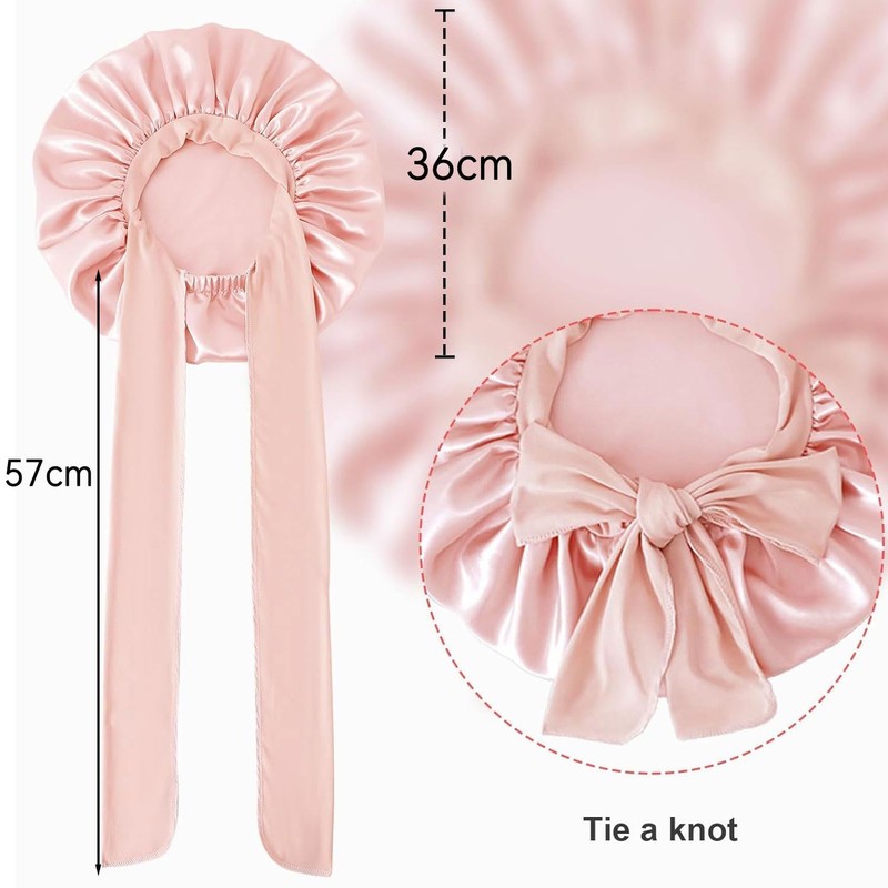 ERBO 2 Stück Seidenhaube zum Schlafen, Silk Bonnet, Verstellbare Schlafhaube