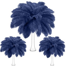 Maitys 90 Pcs Large Natural Ostrich Feathers Bulk 14-16 Inch (35-40cm) 12-14 Inch (30-35cm) 10-12 Inch (25-30cm) Ostrich Feathers Plumes for Centerpieces Wedding (Navy Blue)