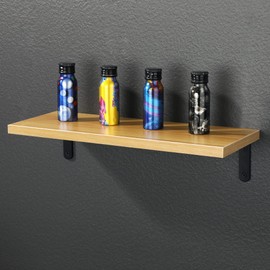 Sayayo 4MM Thick Shelf Bracket Heavy Duty, Wall Brackets for Shelves 90 Degree Angle Bracket for Wood 150mm*100mm, Stainless Steel Matte Black, 4 Pcs, EJ5217B-4P