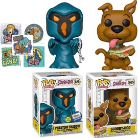 Unleashed Scoob Monsters Scooby-Doo! Pop! Exclusive Figure Mystery Bundled with + Dark Phantom Shadow GID + Character with Snack & Gang Stickers! 2 Items