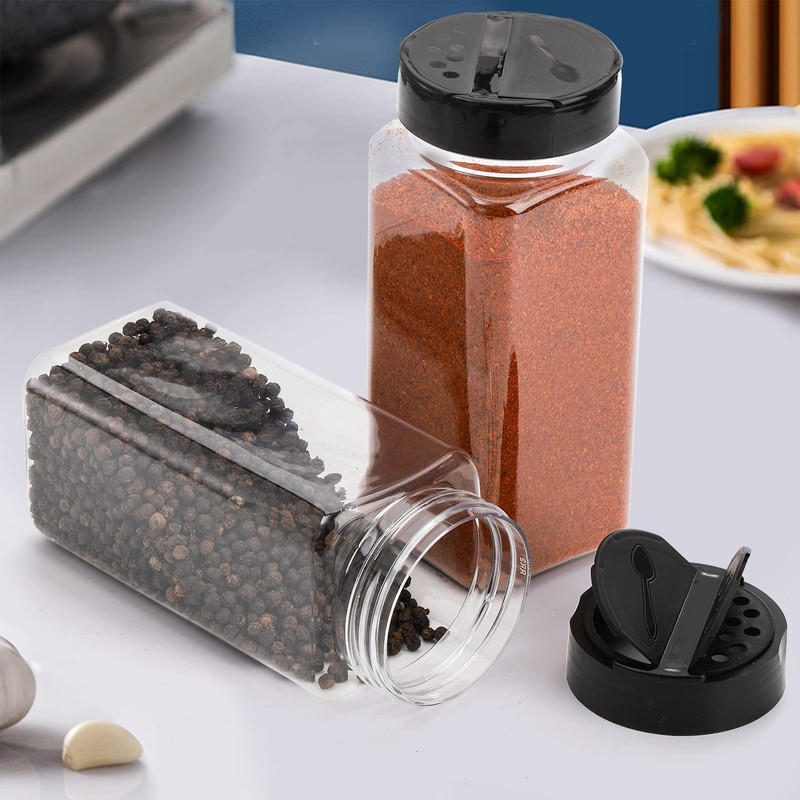 Hacaroa 16 Pack 20 Fl Oz Plastic Spice Jars with