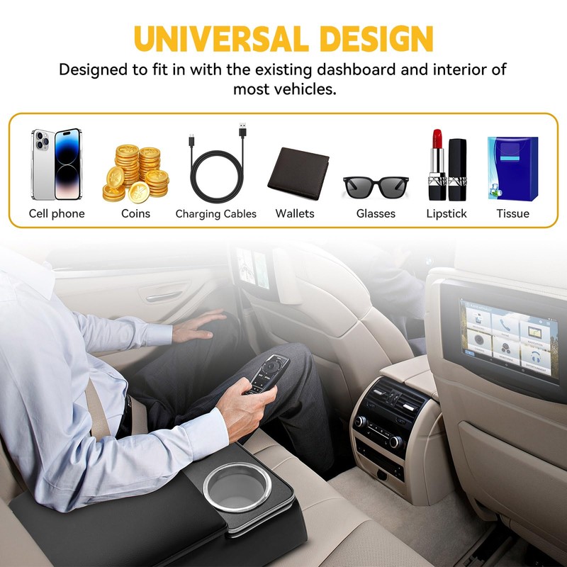 TENGBASE Universal Truck Seat Organizer, Black Storage Box with 2