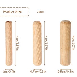 Luckious 21 Pcs Assorted Dowels, Wooden Legs Wooden Joints, Hardwood Groove Plugs, Furniture Woodworking Groove Recessed Plugs for Crafts (6mm 8mm 10mm)