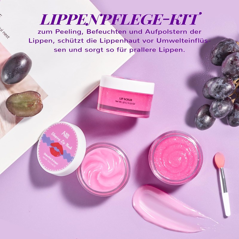 ANAiRUi Lip Masks and Exfoliating Set (Grapes)