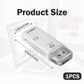 USB2.0 XD Card Reader XD Picture Card Reader For Sony Fuji Olympus Cameras Memory Card Reader Adapter Up to 480MBs Easy to Read Photo Card Reader Compatible with Laptop PC Mac Plug and Play White