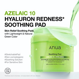 Anua Azelaic 10 Hyaluron Redness Soothing Pad, Troubled & Spot Care with Korean toner pads, Quick & Easy Stretchable Facial Mask with Azelaic acid, Hyaluronic Acid, Korean Skin Care (90 pads)