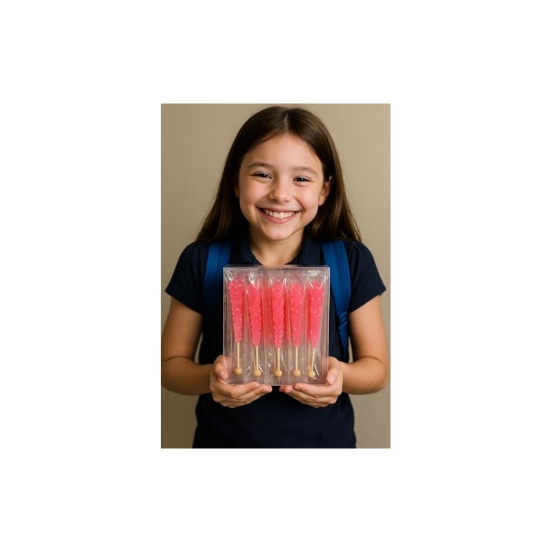 Classic Rock Candy Sticks, Sugar Rock Crystal Lollipops, Individually Wrapped