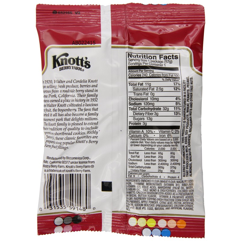 Kontt's x27;s, BSC59636, Biscomerica Raspberry Cookies, 2 ounce (Pack of