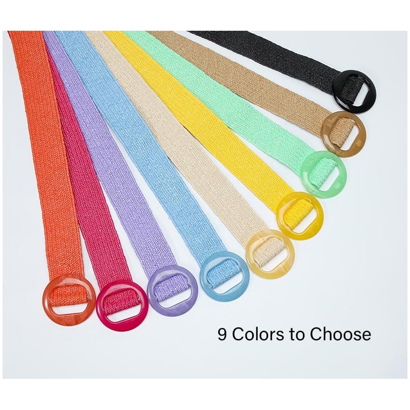 COTIM COYIN Women's Elastic Straw Braided Belts, Straw Woven Belt,