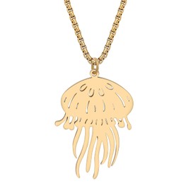DALANE Stainless Steel Cute Jellyfish Necklace Ocean Animals Pendant 18K Gold-Plated Jewellery Gifts for Women Girls Charms Party Favors, Stainless Steel, No Gemstone