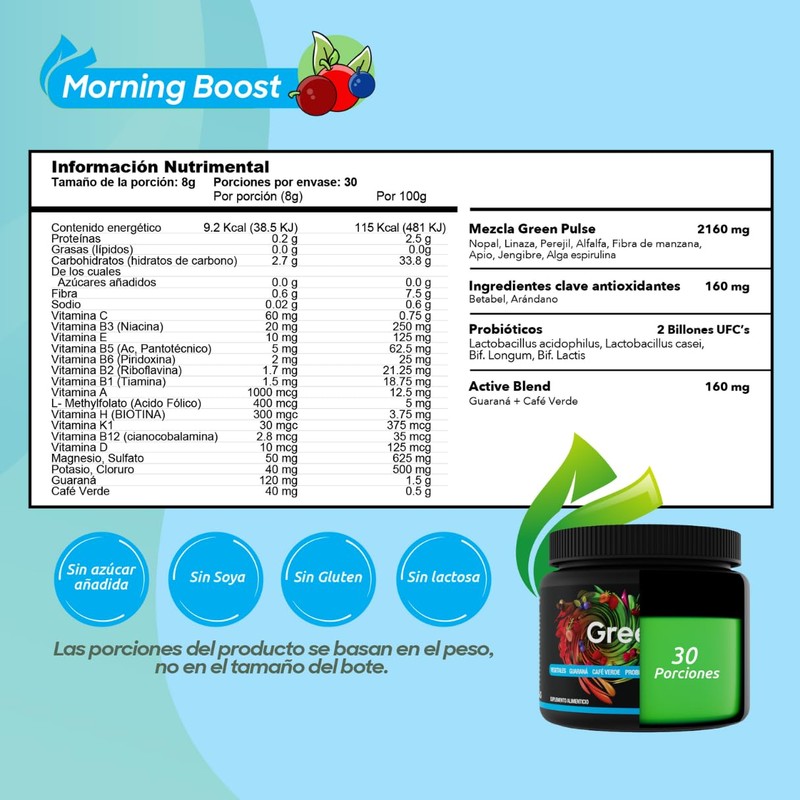 GreenPulse Performance Morning Boost | Jugo Verde con Guaraná y