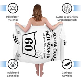 Kaempe 60 Geburtstag Frauen Männer-Strandhandtuch & Badetuch mit Geburtstagskarte, Geschenke Zum 60 Geburtstag Mann, Geschenke für Frauen, 160x80cm Mikrofaser Badetücher-Schonend Behandeln 60. Deko