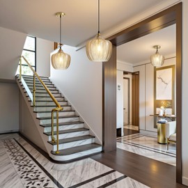 Vaziden Modern Gold Pendant Light, Amber Glass Kitchen Island Pendant Light Fixture Adjustable Vintage Hanging Ceiling Light for Dining Room Corridor Bedroom 9.45 inch, UL Certification