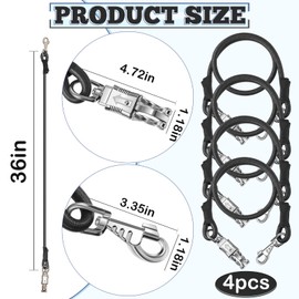 4 Pack Bungee Cross Ties Set Horse Trailer Tie Straps Bulk Bungee Cords with Snaps for Horse Trailer Accessories, 36 Inch Long (Royal Blue)