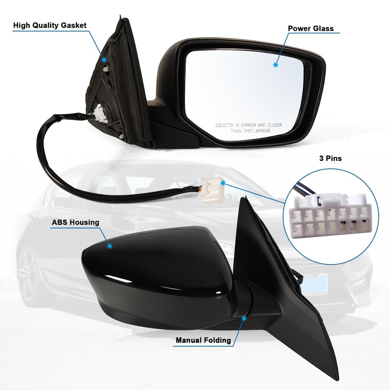 Lqito Right Passenger side Mirror Fits 2013-2017 Honda Accord Sedan/Coupe