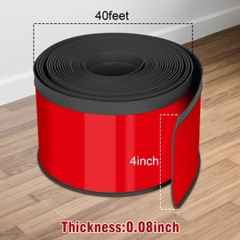 Vinyl Baseboard Molding Trim 4 Inch x 40 Feet Peel and Stick Baseboard Trim Flexible PVC Cove Base Moulding Self-Adhesive Trim for Garage Bathroom Cabinet Floor Walls, Black
