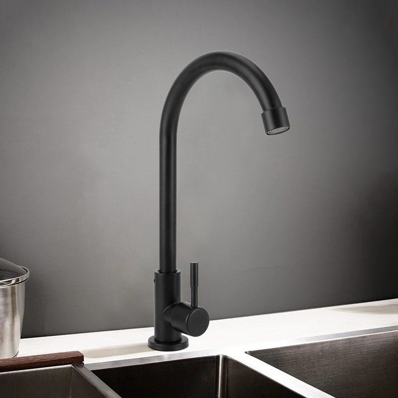 G1/2 Faucet 90 Degree Rotating Single Cold Matte Black Water