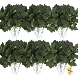 ZeKonan 60 Pcs Artificial Silk Fern 19.93 * 8.28 Inch Fake Greenery Stems Green Fake Ferns Floral Arranging Birthday Party Wedding Decorating