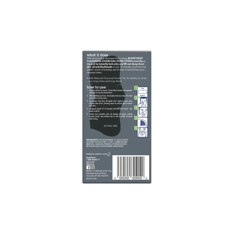 Bioré, Banditas Men Skincare Carbón, 6 Piezas