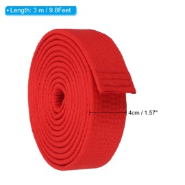 PATIKIL Taekwondo Colored Ranking Belt 1.6" x9.8Ft 3 m, Polyester Martial Arts Judo Karate Belt for Coach Teaching Practice, Red