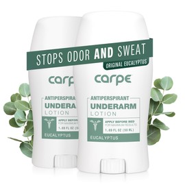 Carpe Carpe Underarm Antiperspirant and Deodorant, Clinical strength antiperspirant with all-natural eucalyptus scent, Combat excessive sweating and stay fresh. Great for hyperhidrosis (Pack of 2)
