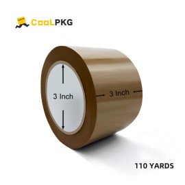 CoolPKG Up to 24 Rolls 3" x 110 Yard Tan/Brown Carton Sealing Packing Shipping Box Tape - 12 Rolls