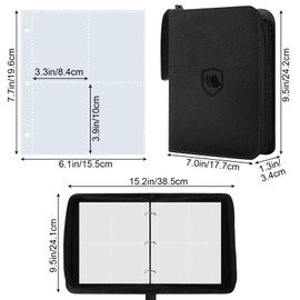 440 Pockets Trading Card Binder, PU Cover Zipper Card Collection Album, Sturdy Card Folder Holder for MTG, TCG, Game Cards, Sports Cards (Black, 4 Pocket)
