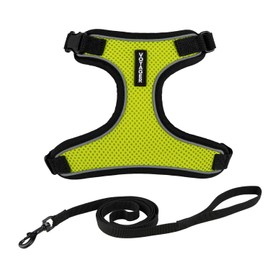 Voyager Escape Proof Cat Harness and Leash Set with Reflective Stitching, Neoprene Handle 5ft - Supports Small, Medium and Large Cats, Kittens for Walking by Best Pet Supplies - Black Trim-Lime, XXXS