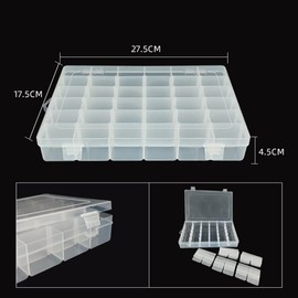 3pack 36 Grids Plastic Clear Organizer Box Bead Storage Containers, for Art DIY, Crafts, Jewelry, Fishing Tackle with Label Stickers, Plastic Organizer Tackle Storage Boxes with Dividers