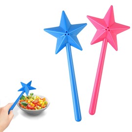 2 PCS Salt and Pepper Shaker Magic Wands, Pentagram Shape Salt Dispenser, Wand Salt and Pepper Shakers, Star Wand Salt and Pepper Shakers Refillable With Holes Kitchen Accessories (Pink+Blue)