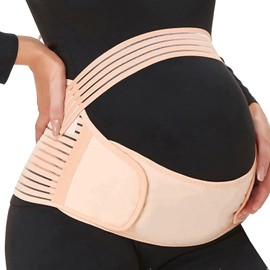 ZiaWorld 4 in 1 Pregnancy Support Belt Maternity Belt Lightweight Abdominal Binder Pregnancy Belt Belly Bands for Pregnant Women - Relieve Back, Pelvic, Hip Pain (Beige, XXL)