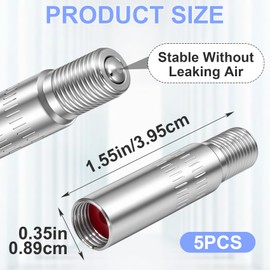 DC,CLISENCE 5 Pcs 39MM Tire Valve Extender, Metal Valve Stem Extension, Tire Stem Extension, Brass Valve Extender for Car, Truck, Motorcycle (Silver)