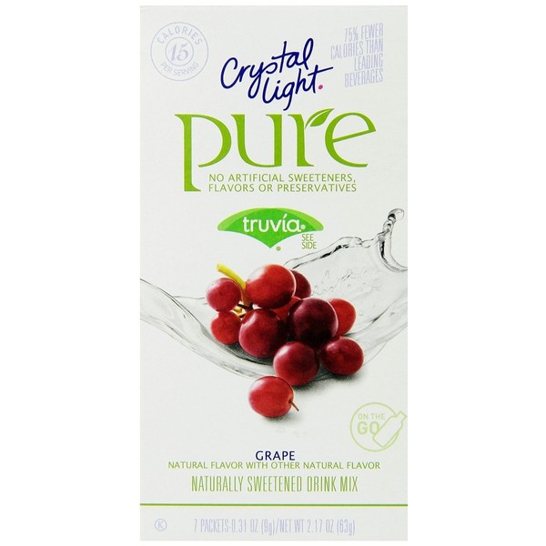 Crystal Light Pure Grape On The Go Drink Mix, 7-Packet Box (16 Box Pack)