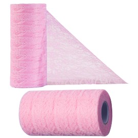 OSVINO Table Runner Lace Pink 15 cm x 25 m Wedding Decoration Retro Table Runner Lace Table Decoration for Christening Parties Wedding Christmas Communion Anniversary Craft Packaging Material