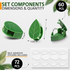 60 Pcs Wall Plant Clips with 72 Pieces Acrylic Adhesive Stickercs Vine Clips for Climbing Plants Indoor Plant Vine Holders for Climbing Plants Supports - Indoor Plant Accessories Indoor Plant Stuff