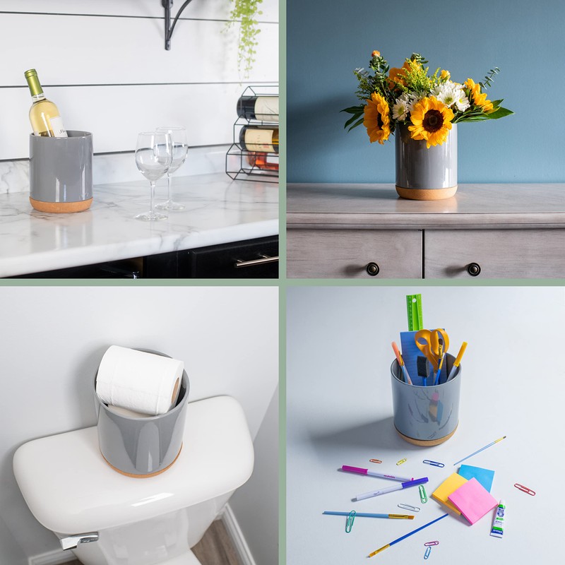 Elanze Designs Glossy X-Large Ceramic Stoneware Cork Bottom Kitchen Utensil