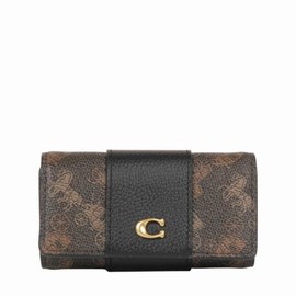 Coach CI210 B4AWV Women's Accessory Key Case (Brass x Black Brown) Brown [Outlet]