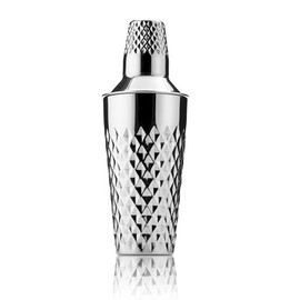 Viski Diamond Cocktail Shaker Set, 25 oz Faceted Stainless Steel Shaker With Strainer