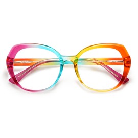 AMOMOMA Classic Round Reading Glasses for Women,Fashion Blue Light Blocking Womens Readers AM6064 C2 2.0