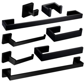 BAGNOLUX Matte Black Bathroom Accessories Set, 8-Piece Wall Mounted Towel Bar Set Towel Racks for Bathroom Heavy Duty