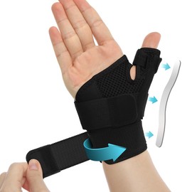 Thumb Splint with Wrist Brace - Thumb Support Brace for Wrist Hand Thumb Stabilizer Fits Both Right Left Hand for Men and Women, Black(1 Pair)