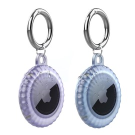 2 Pack Waterproof AirTag Keychain Holder Case, Lightweight,Screw Full Cover, Durable, Anti-Scratch, Fully Enclosed Air Tag Holder for Luggage,Keys, Dog Collar,Bags (Blue,Purple)